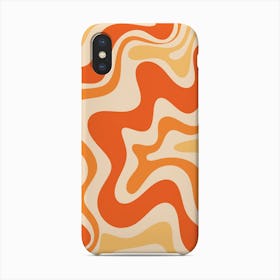 Retro Liquid Swirl Abstract In Tangerine Orange Phone Case