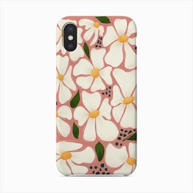 White Daisy Flowers On Pink Phone Case
