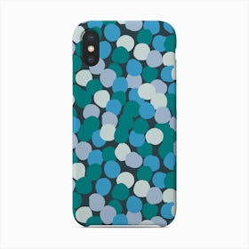 Blue And Green Polka Dot Pattern On Dark Gray Background Phone Case