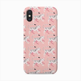 White Tiger Pattern On Pink Phone Case