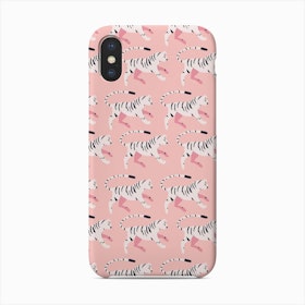 White Tiger Pattern On Pink Phone Case
