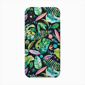 Tropical Leaves Green Pink Phone Case