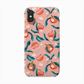 Orange Pattern On Pink With Florals Phone Case