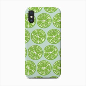 Lime Slices Pattern On Pastel Blue Phone Case