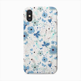 Blue Elegant Flowers Phone Case