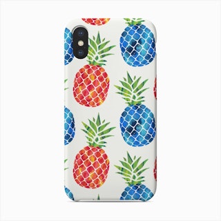 Bright Blue And Pink Pineapples Phone Case