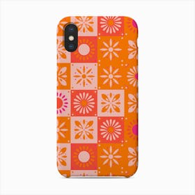 Traditional Portuguese Tiles In Bright Pink And Orange With Floral Motifs Phone Case