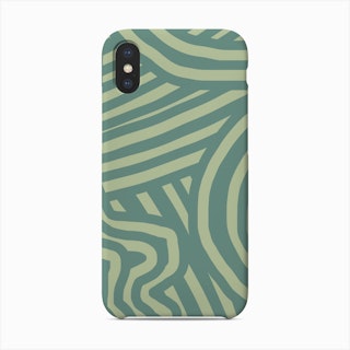 Deep Sage Green Striped Abstract Phone Case