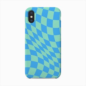 Warped Checker Blue Bright Phone Case