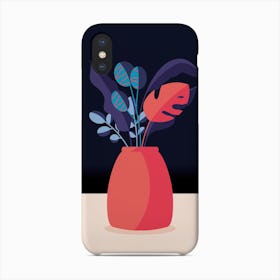 Vase With Decorative Florals On Dark Background Phone Case