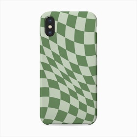 Warped Checker Muted Green Phone Case