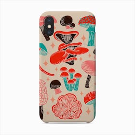 Texas Mushrooms   Red Pink And Turquoise Phone Case