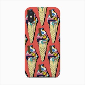 Happy Rave Psychedelic Smiley Face Ice Cream Cone Phone Case