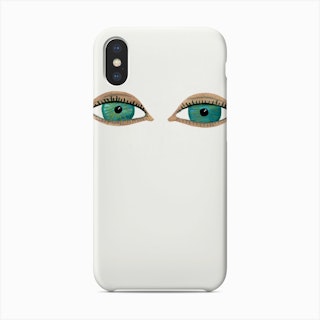 Blue Eye Contact In White Phone Case