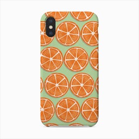 Orange Slices Pattern On Pastel Green Phone Case