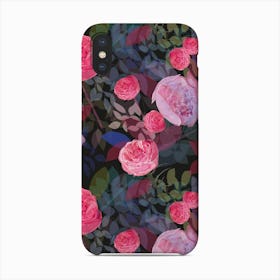 New Romantic Hand Drawn Pink Roses And Transparent Leaves Phone Case