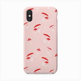 Mushroom Red And White On Pink Phone Case