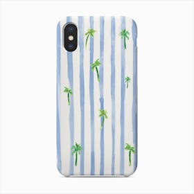 Blue Stripe Palm Tree Phone Case