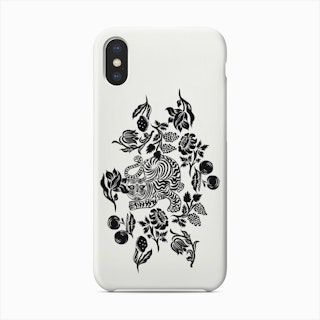 Tiger Flower Black And White Phone Case