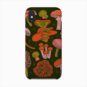 Texas Mushrooms   Bright Multicolor On Green Phone Case