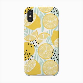 Lemon Pattern On White With Florals Phone Case