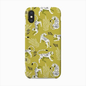 White Tiger Pattern On Light Green Phone Case