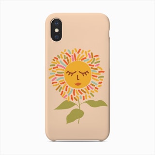 Sunflower Closed Eyes Peachy Boho Phone Case