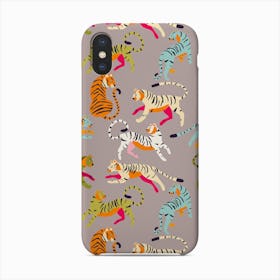 Colorful Tiger Pattern On Gray Phone Case
