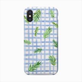 Blue Gingham And Palms Phone Case