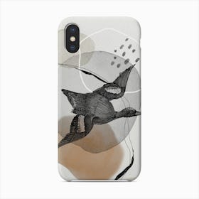 Feathered Friends In Flight Black & Brown Phone Case