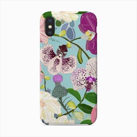Orchid, Succulent And Roses Colorful Pattern Phone Case
