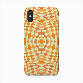 Chartreuse And Orange Checker 2 Phone Case