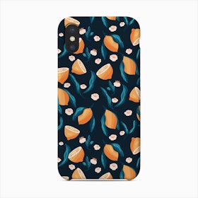 Night Lemon Pattern On Dark Blue Phone Case