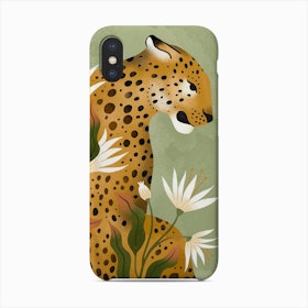 Fierce Leopard In Green Phone Case