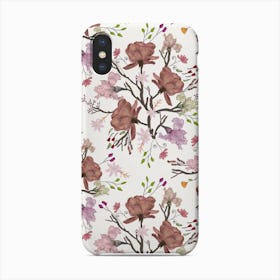 Floral Flourish Pattern With Roses And Iris Flower Phone Case