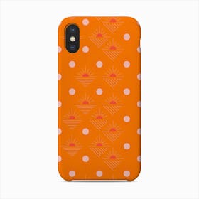 Geometric Pattern With Pink Sunshine On Bright Orange Phone Case