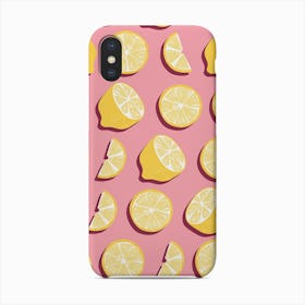Lemon Pattern On Pink Background Phone Case