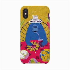 Blue Capybara Having A Colombian Meal Phone Case