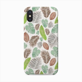 Tropical Leaves Soft Colored Watercolor Jungle Pattern White Background Phone Case