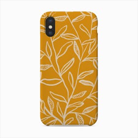 Yellow Patterned Leaves Phone Case