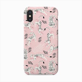White Tiger Pattern On Pastel Pink Phone Case