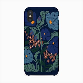 Klimts Would Love These Flowers Dark Blue Phone Case