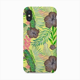 Watercolor Hand Drawn Tropical Leaves Artistic Pattern Phone Case