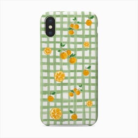 Green Gingham And Oranges Phone Case