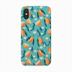 Lemon Pattern With Flowers On Blue Phone Case
