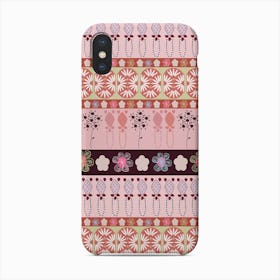Decorative Border Colorful Flowers And Art Deco Shapes Pattern Phone Case