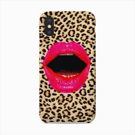Pink Leopard Print Lips Phone Case