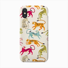 Colorful Tiger Pattern On White Phone Case
