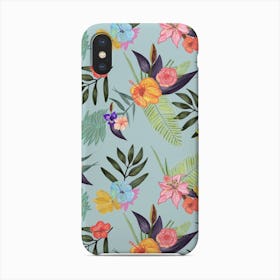 Tropical Brush Watercolor Exotic Flowers Pattern Phone Case