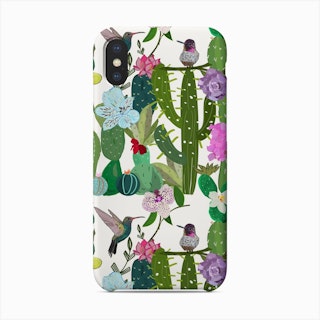 Cactus, Succulents And Humming Bird Phone Case